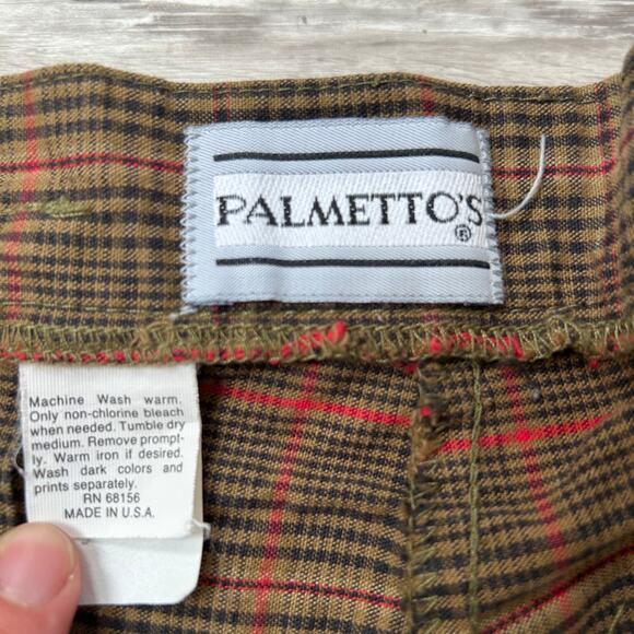 Palmetto’s Vintage Brown Plaid Pleated High Rise Shorts Made in USA Academia - Picture 5 of 5